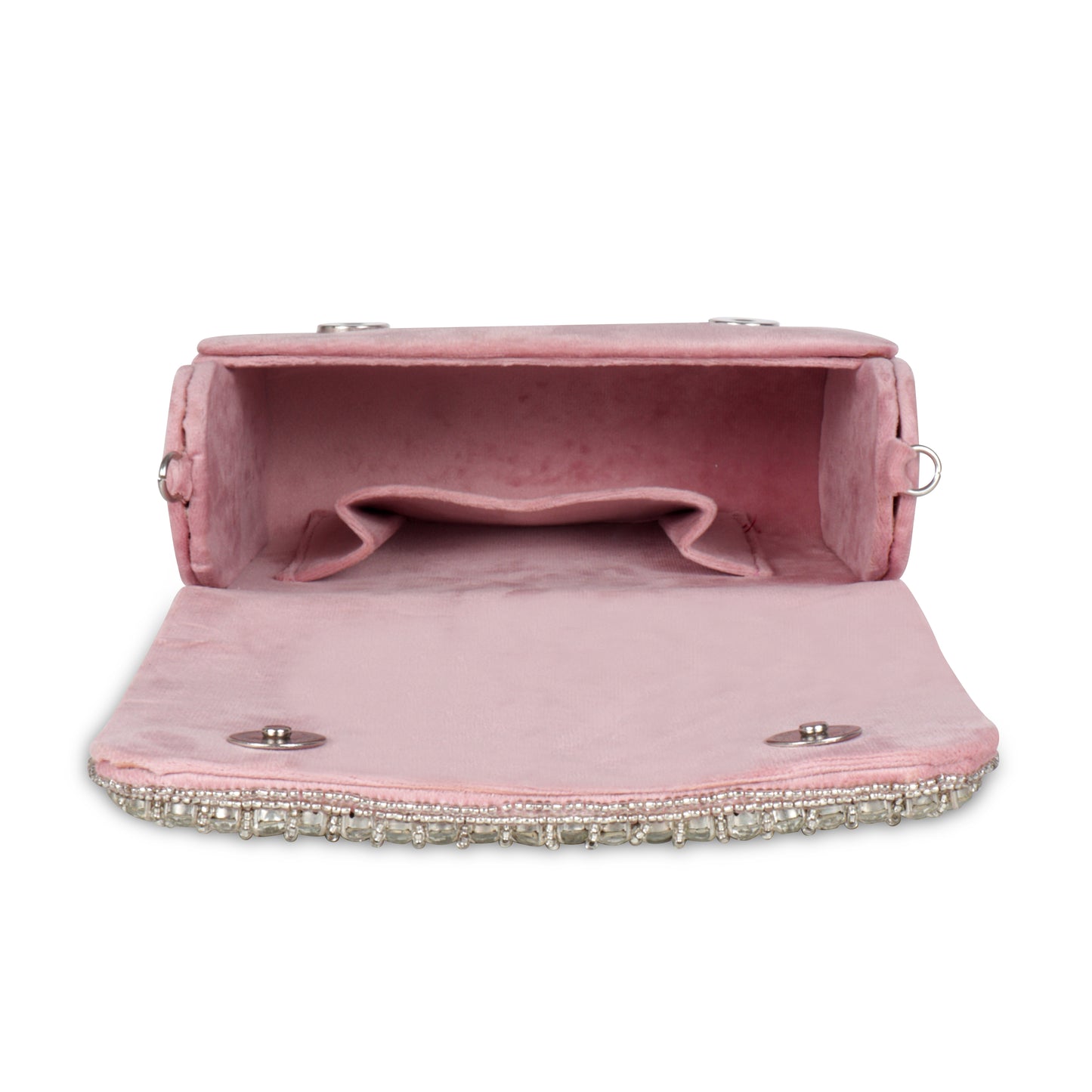 Magnolia Pink Velvet Embellished Women Clutch