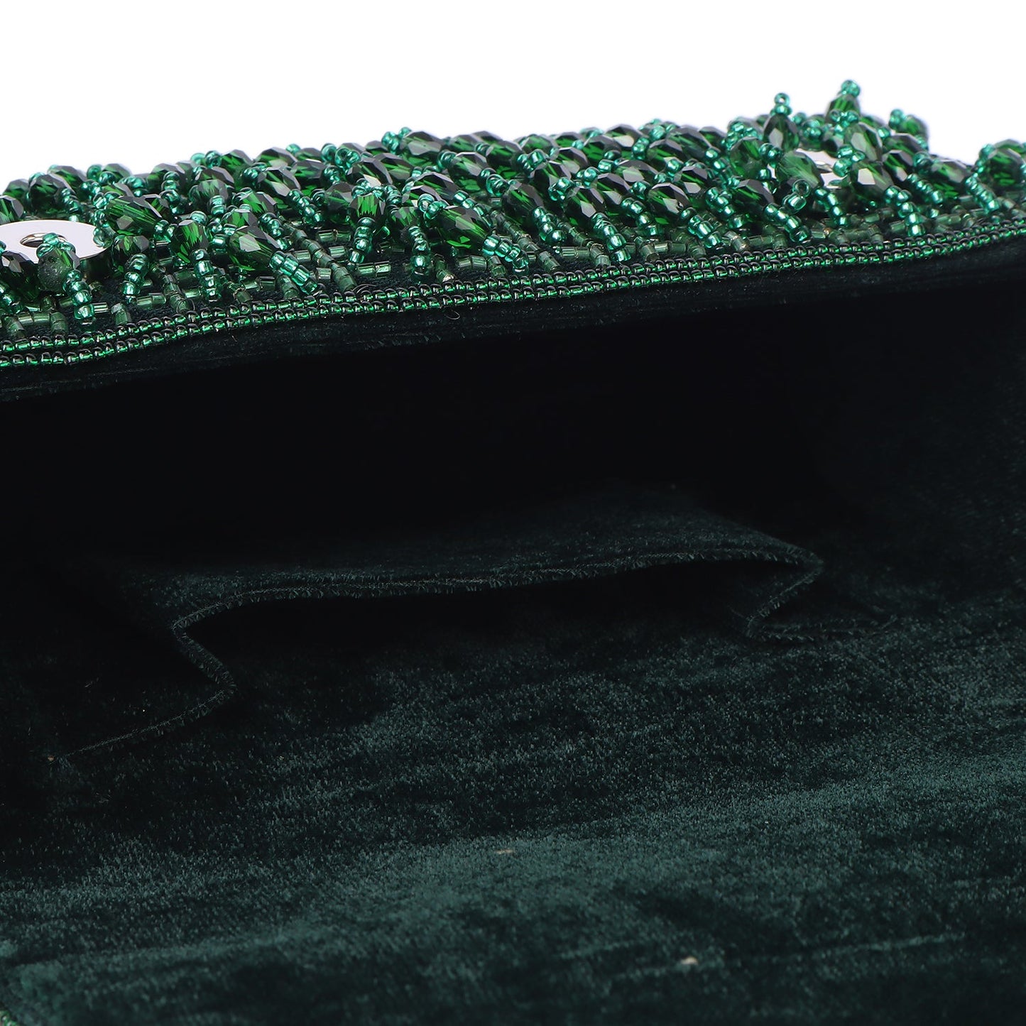 Magnolia Green Velvet Embellished Women Clutch