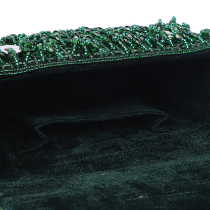 Magnolia Green Velvet Embellished Women Clutch