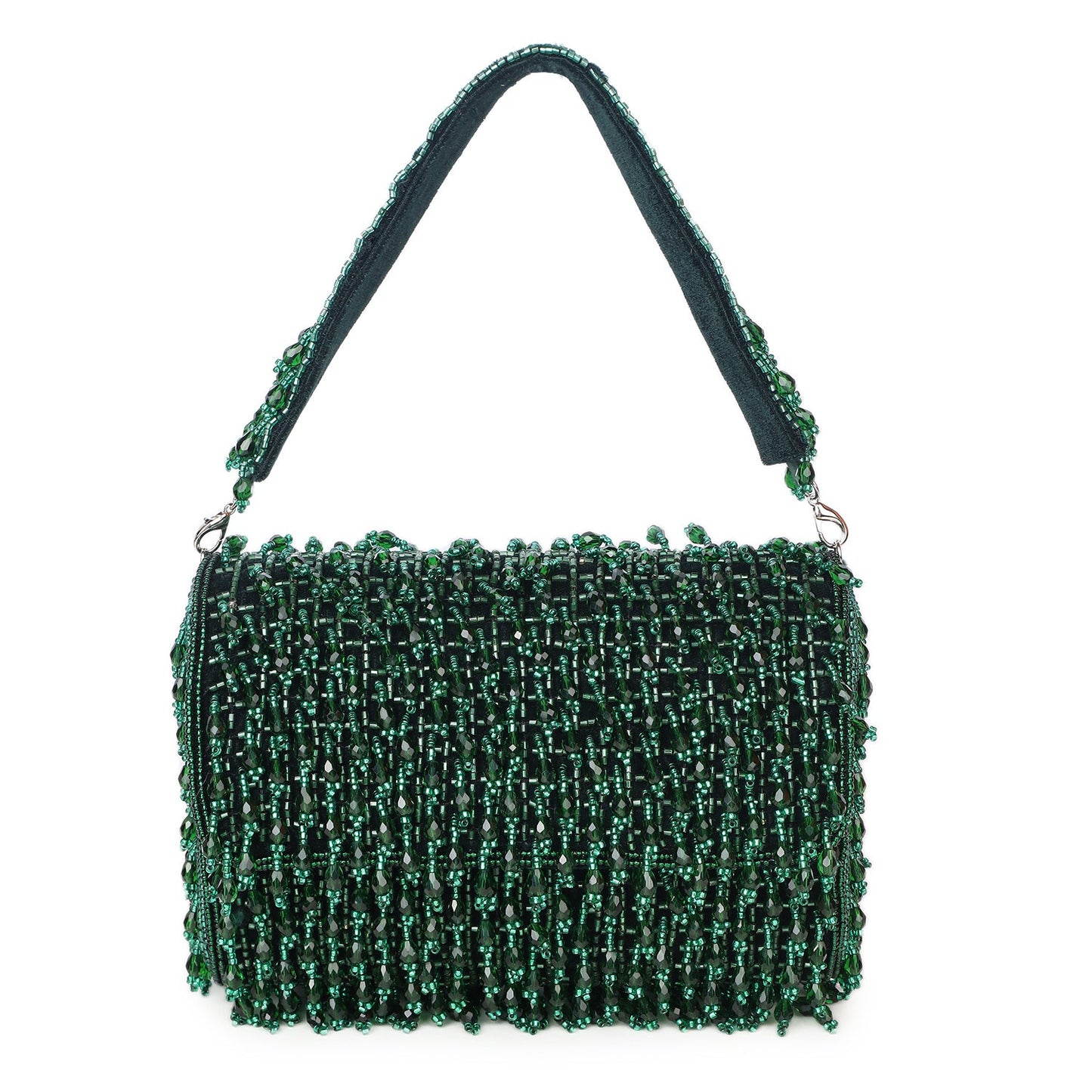 Magnolia Green Velvet Embellished Women Clutch