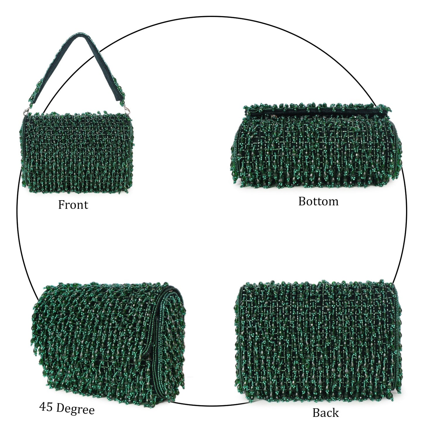 Magnolia Green Velvet Embellished Women Clutch