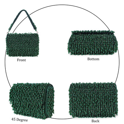 Magnolia Green Velvet Embellished Women Clutch