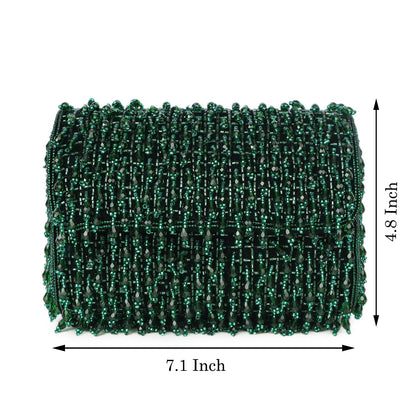 Magnolia Green Velvet Embellished Women Clutch