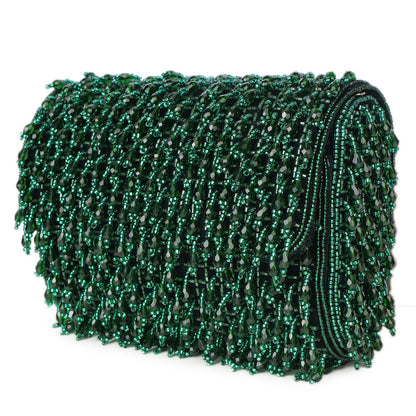 Magnolia Green Velvet Embellished Women Clutch