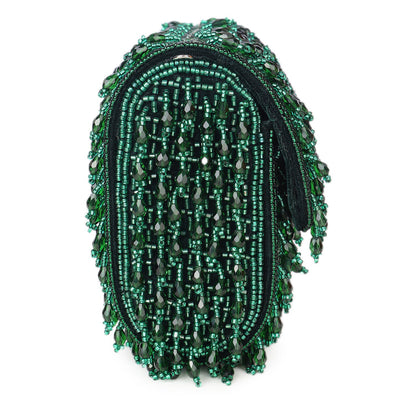 Magnolia Green Velvet Embellished Women Clutch