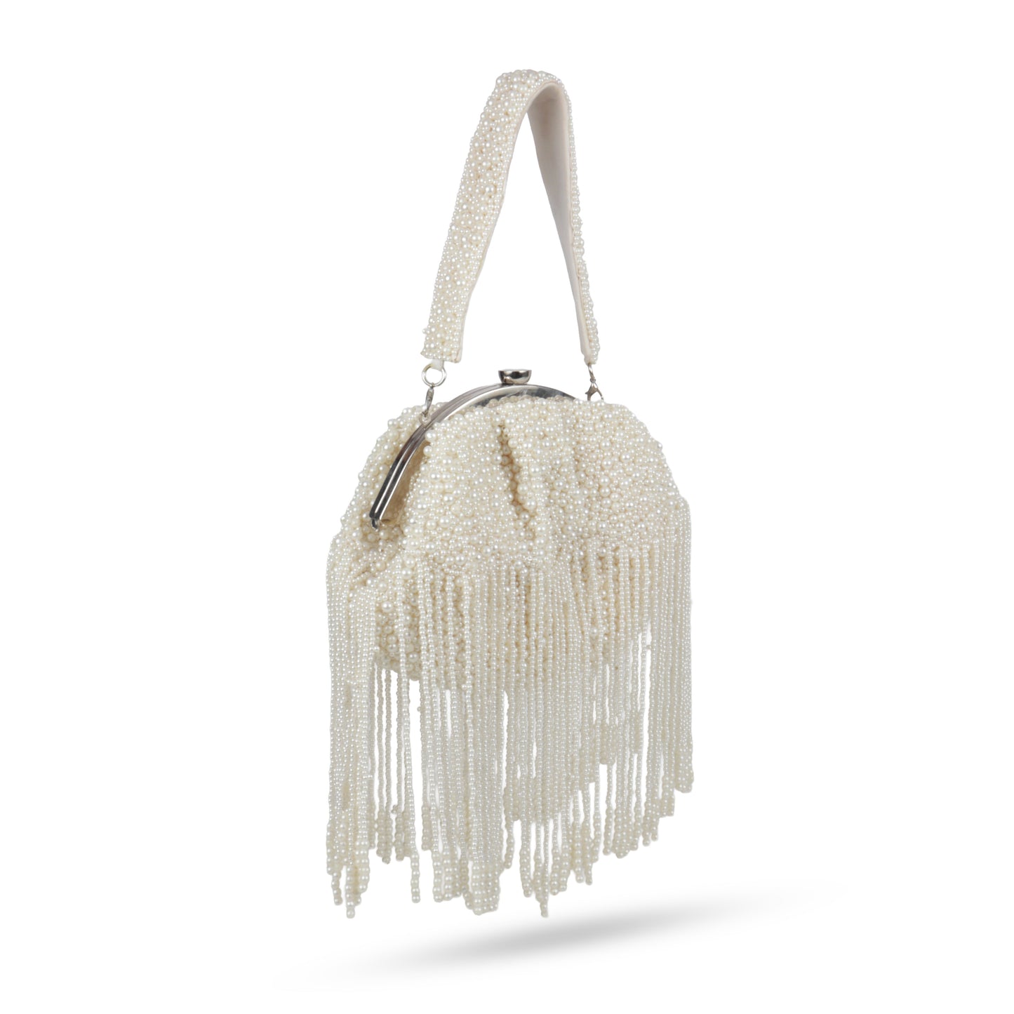 Magnolia White Velvet Embellished Women Clutch