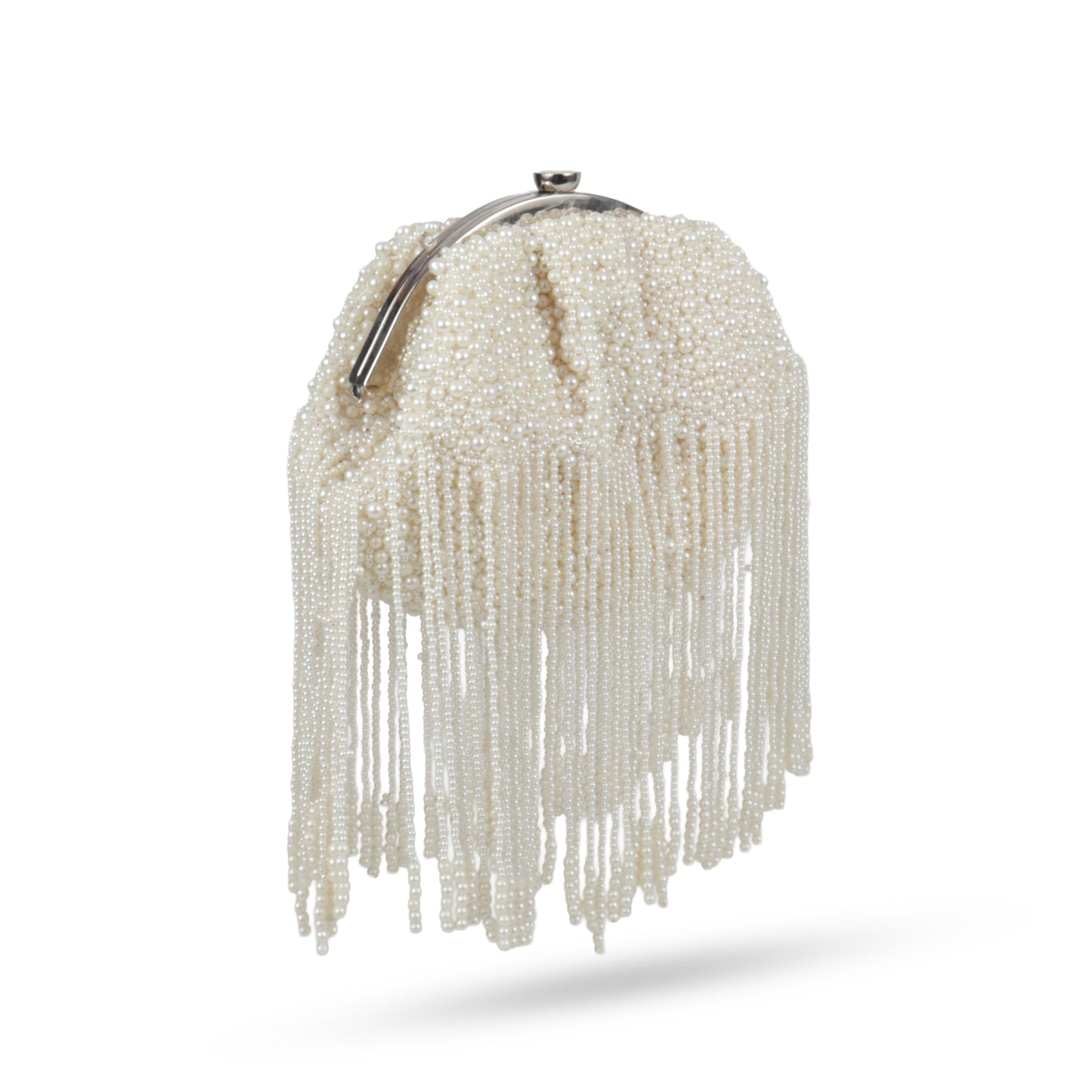 Magnolia White Velvet Embellished Women Clutch