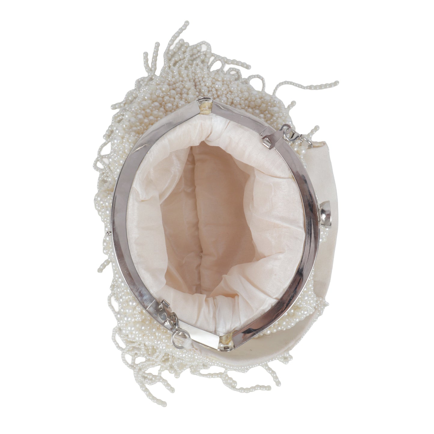 Magnolia White Velvet Embellished Women Clutch
