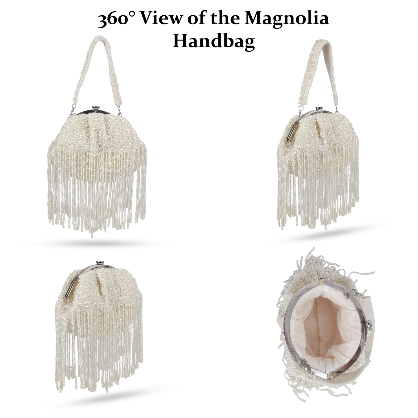 Magnolia White Velvet Embellished Women Clutch