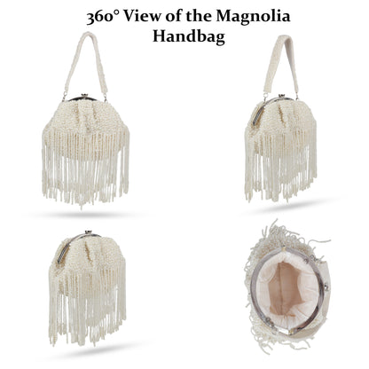 Magnolia White Velvet Embellished Women Clutch