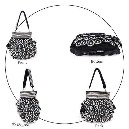Magnolia Black Velvet Embellished Men Potli
