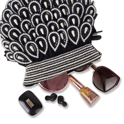 Magnolia Black Velvet Embellished Men Potli