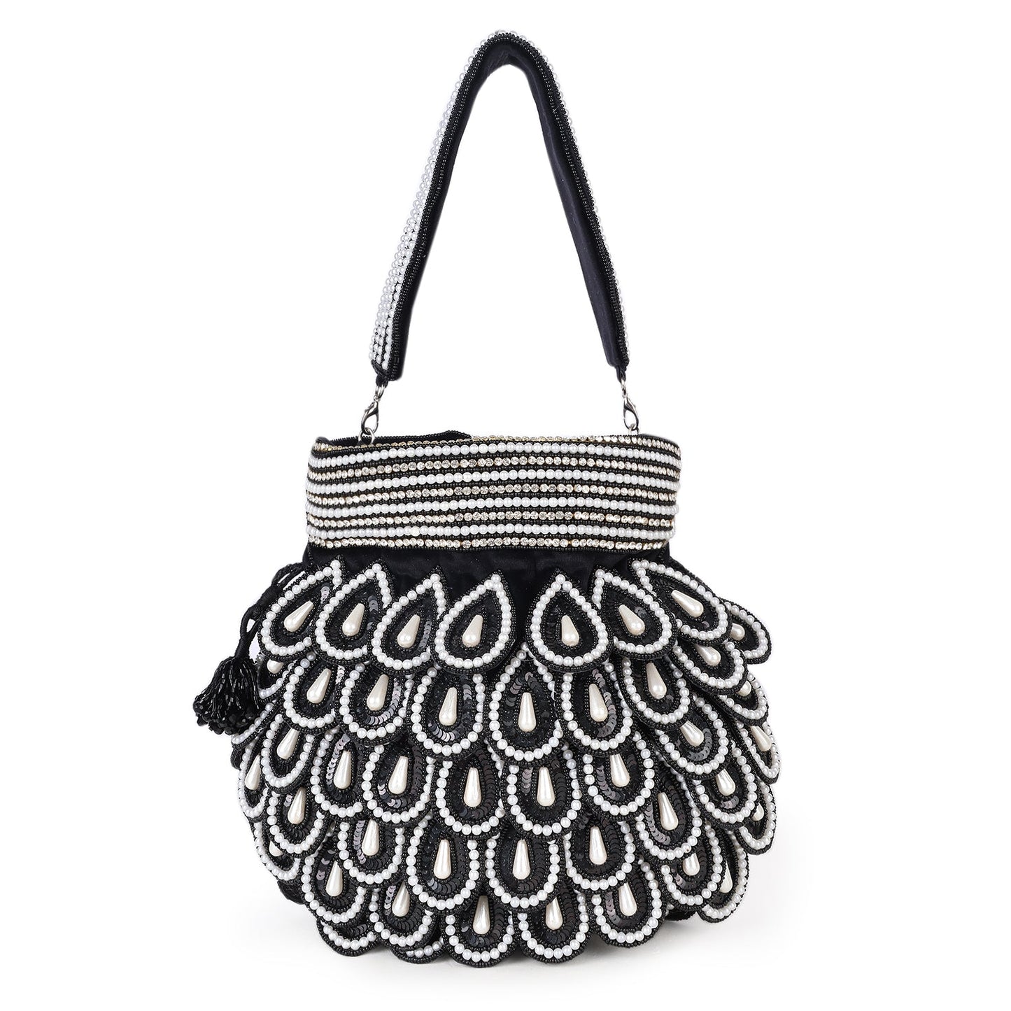 Magnolia Black Velvet Embellished Men Potli