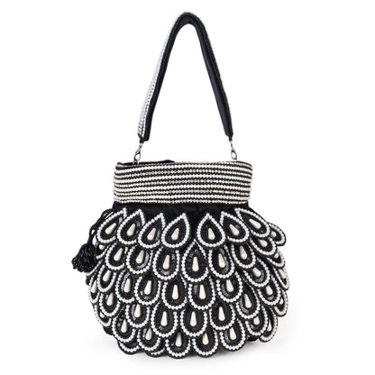 Magnolia Black Velvet Embellished Men Potli