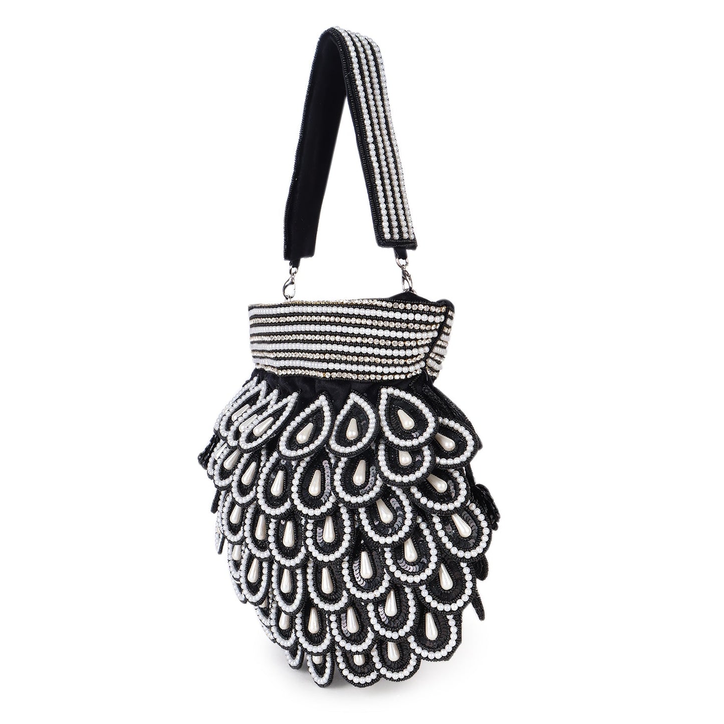 Magnolia Black Velvet Embellished Men Potli