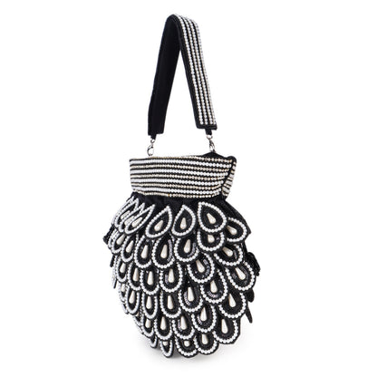 Magnolia Black Velvet Embellished Men Potli