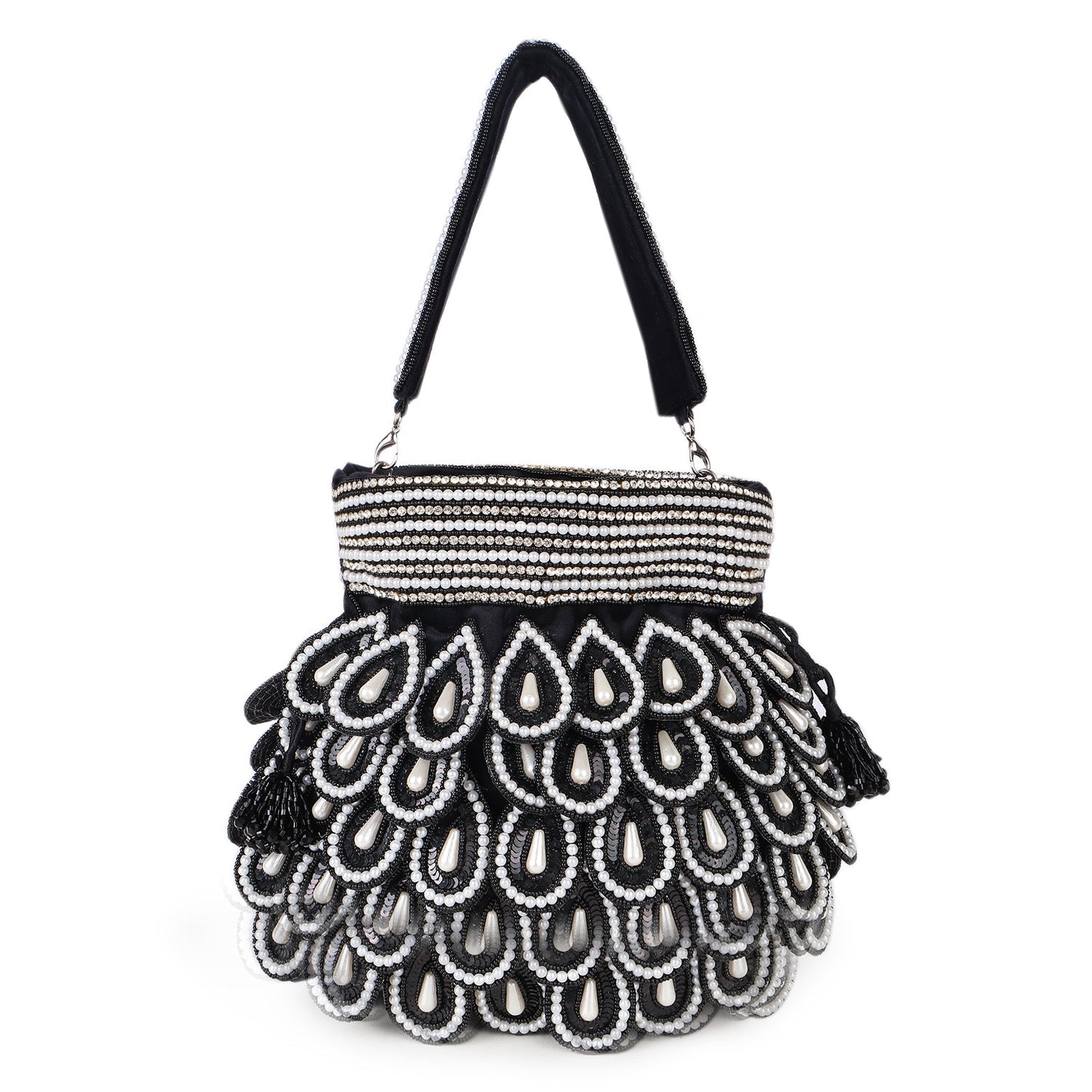 Magnolia Black Velvet Embellished Men Potli