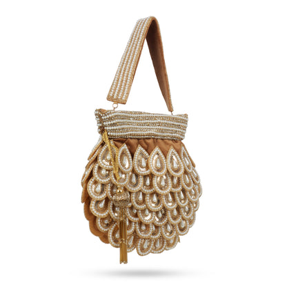 Magnolia Brown Velvet Embellished Women Potli