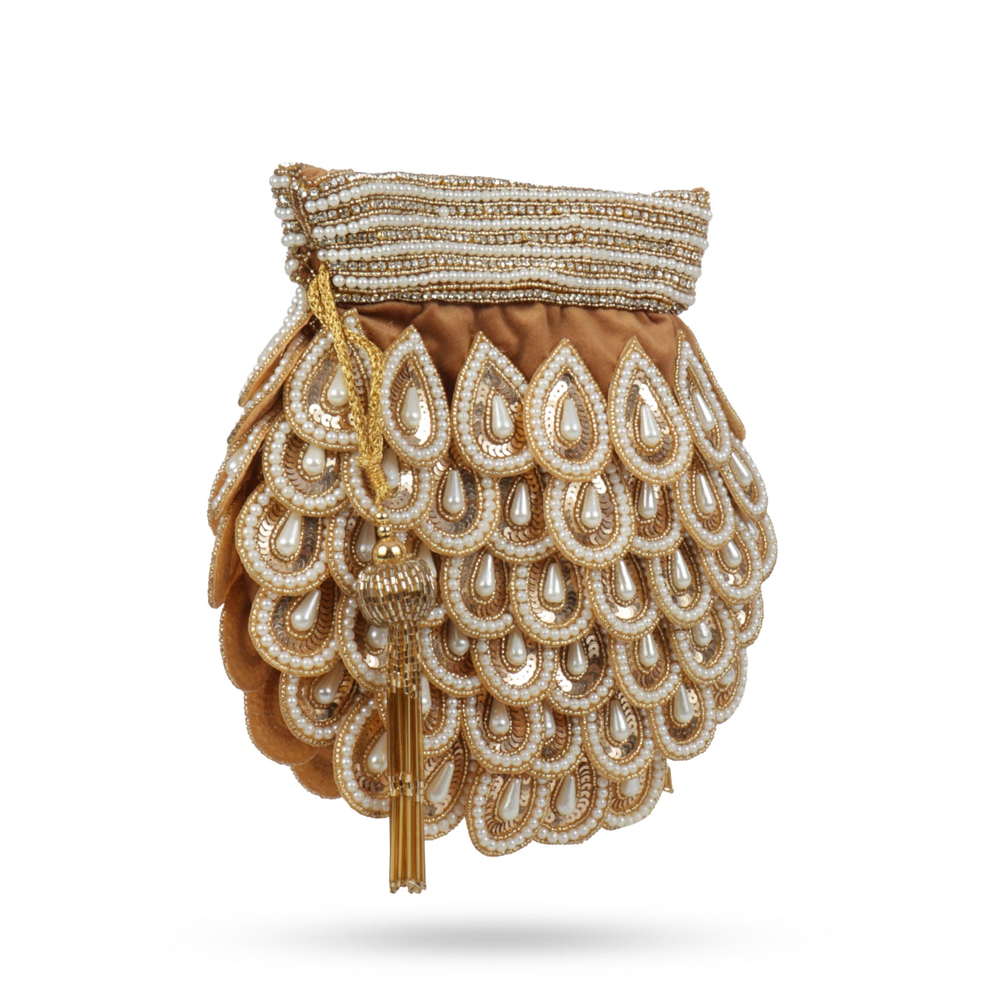 Magnolia Brown Velvet Embellished Women Potli