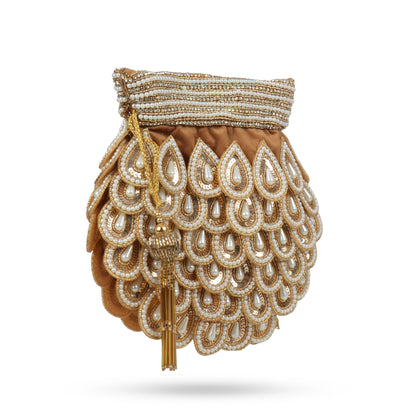 Magnolia Brown Velvet Embellished Women Potli