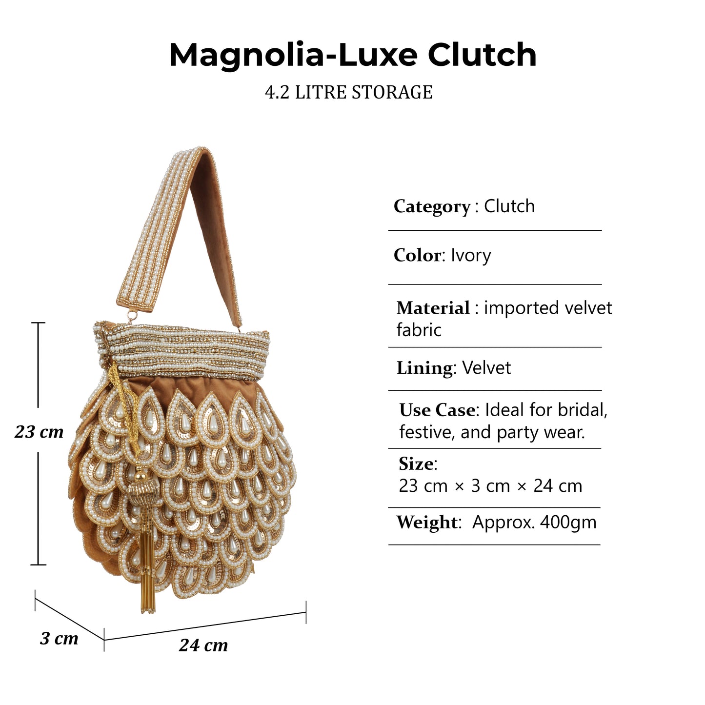 Magnolia Brown Velvet Embellished Women Potli