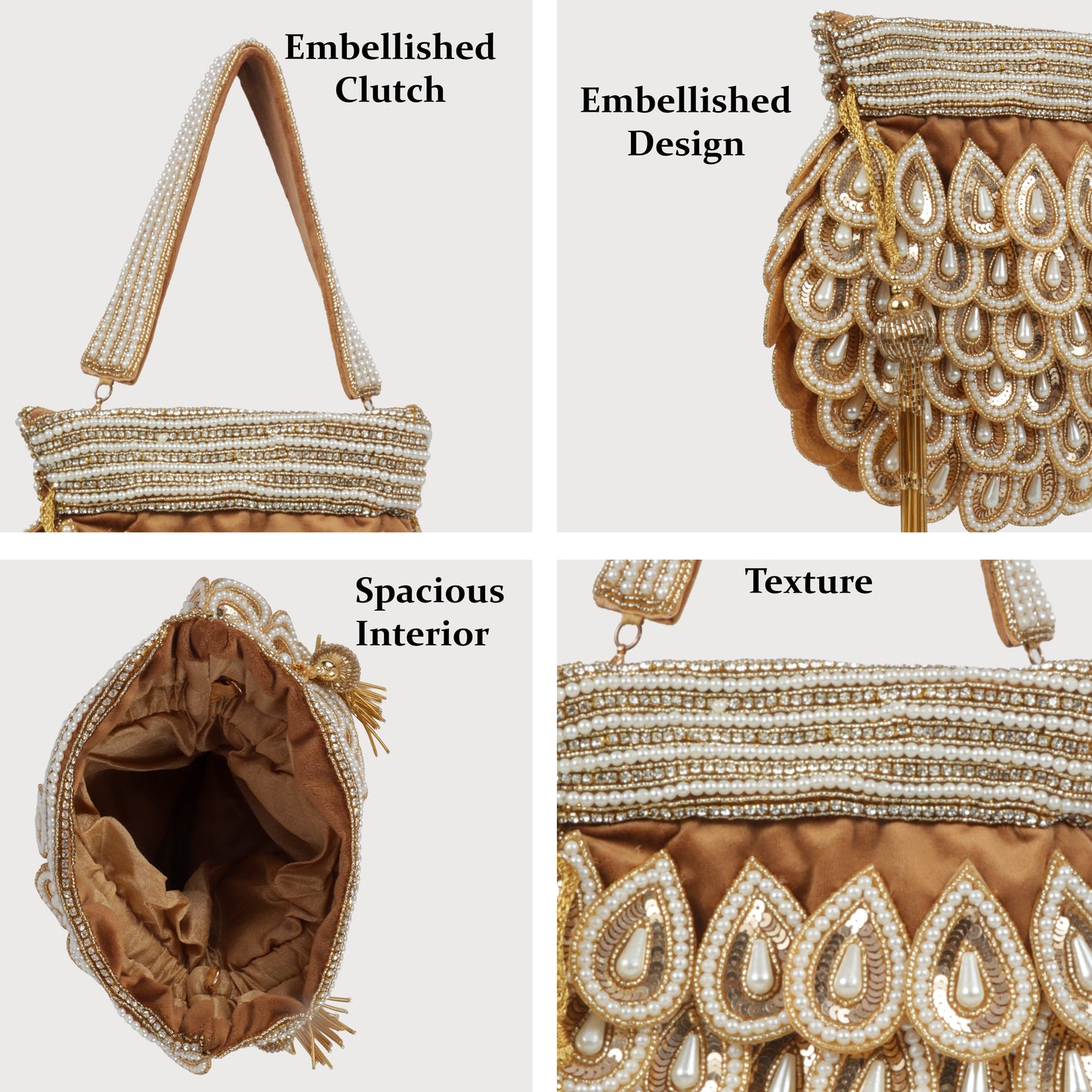 Magnolia Brown Velvet Embellished Women Potli