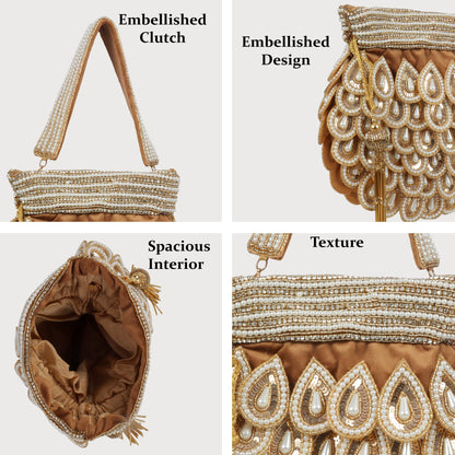Magnolia Brown Velvet Embellished Women Potli