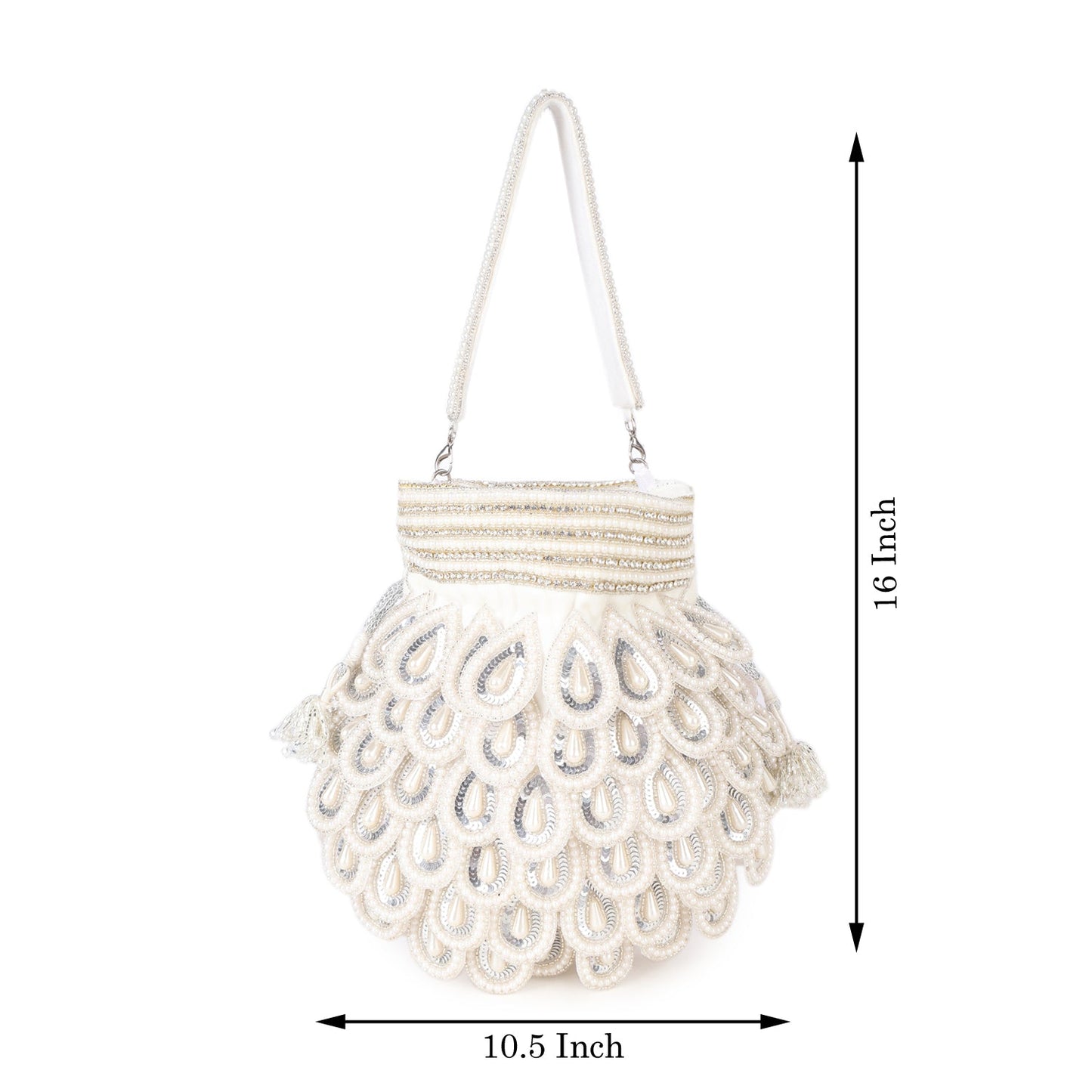 Magnolia White Velvet Embellished Men Potli
