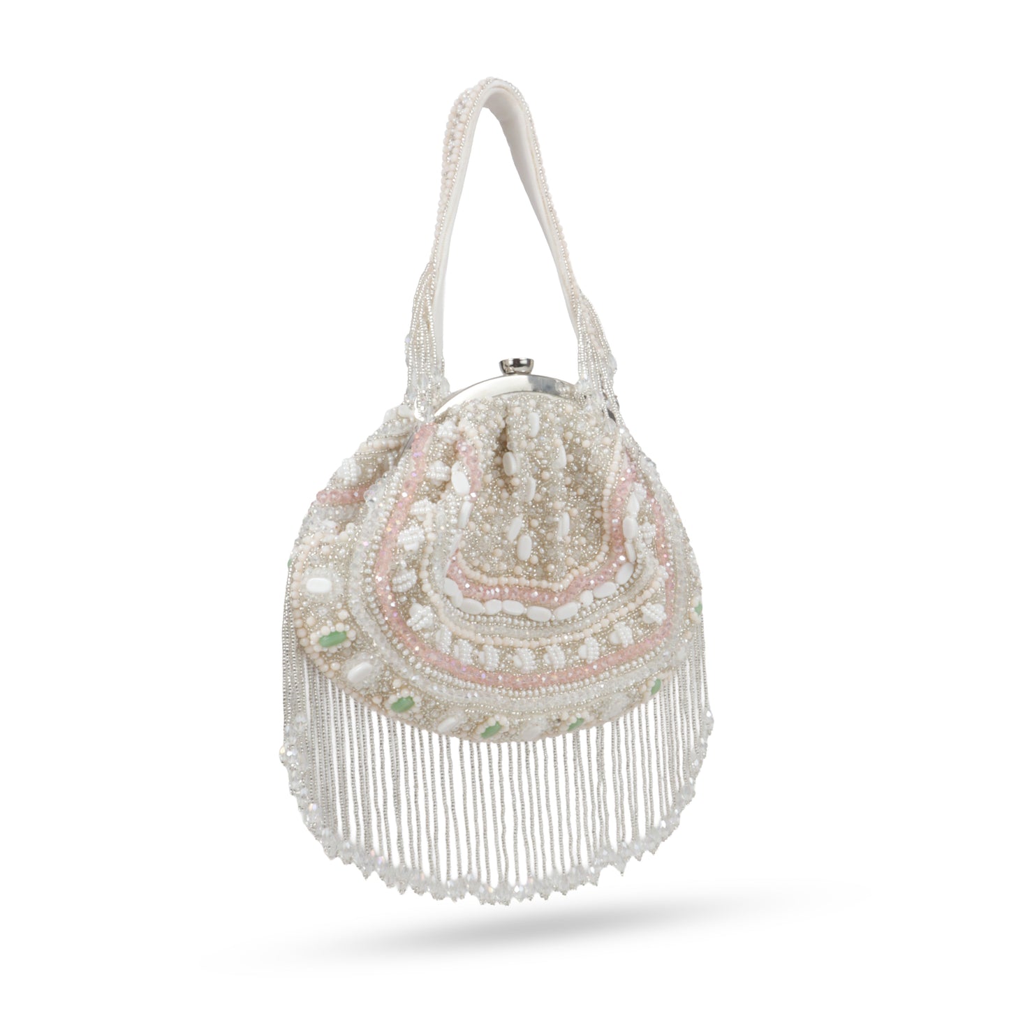 Magnolia White Velvet Embellished Women Clutch