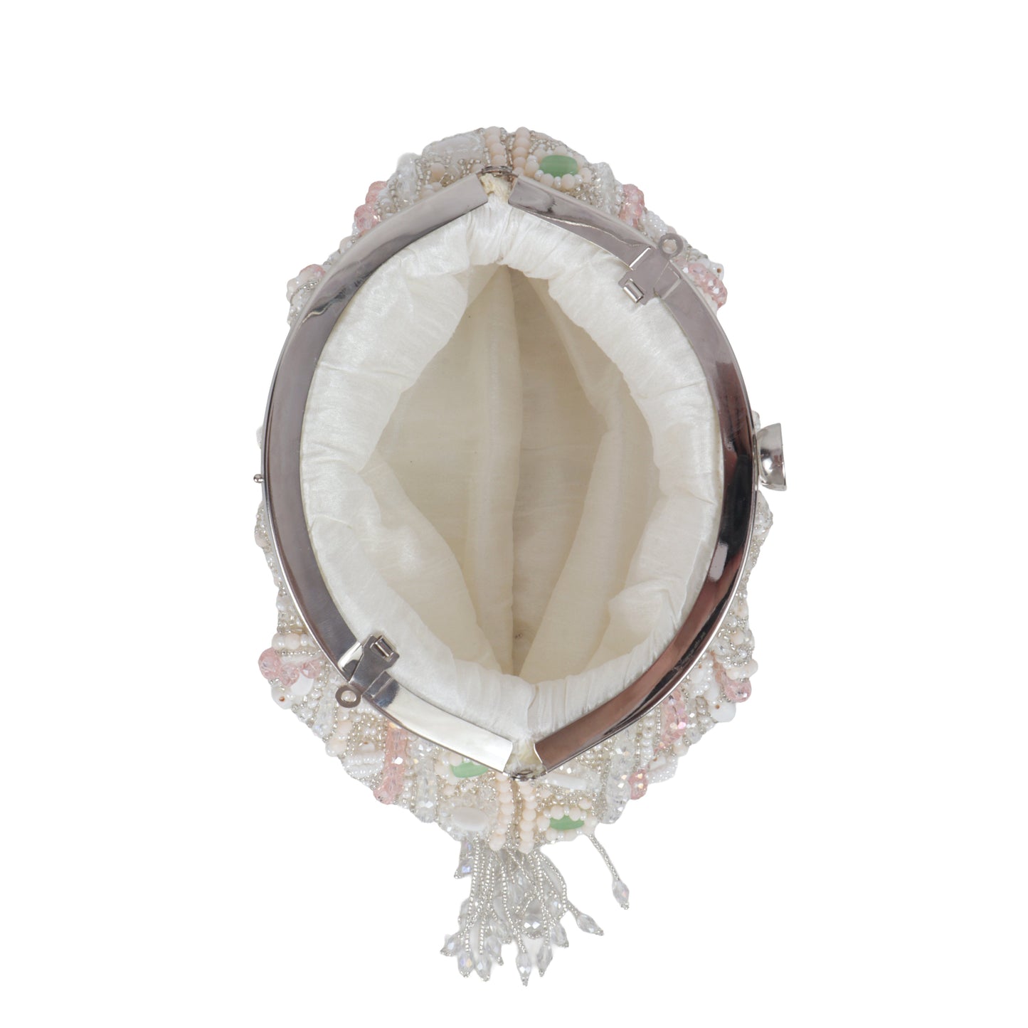 Magnolia White Velvet Embellished Women Clutch