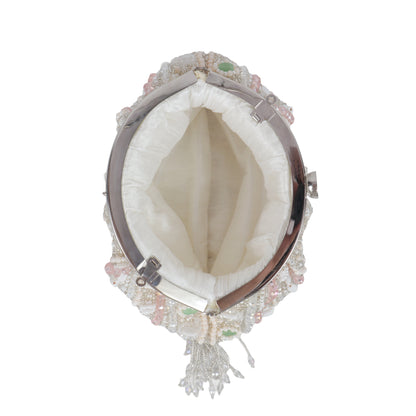 Magnolia White Velvet Embellished Women Clutch