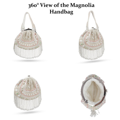 Magnolia White Velvet Embellished Women Clutch