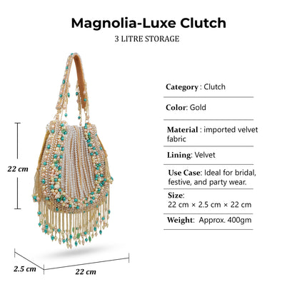 Magnolia Gold Velvet Embellished Men Potli