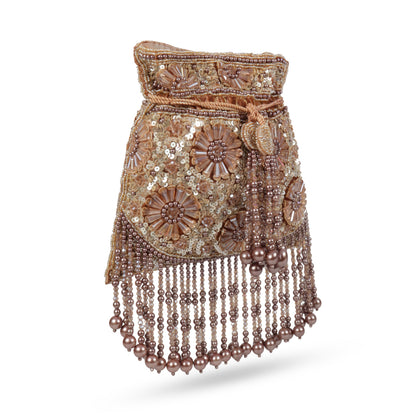 Magnolia Brown Velvet Embellished Women Potli