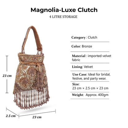 Magnolia Brown Velvet Embellished Women Potli