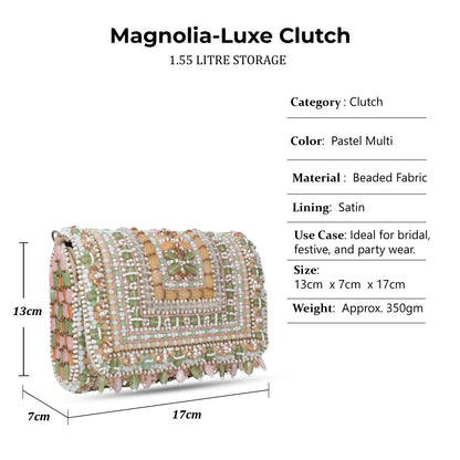 Magnolia Multi Velvet Embellished Women Clutch