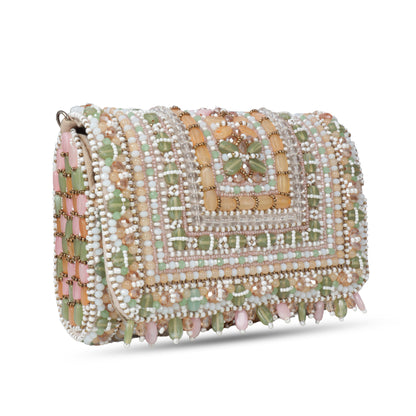 Magnolia Multi Velvet Embellished Women Clutch