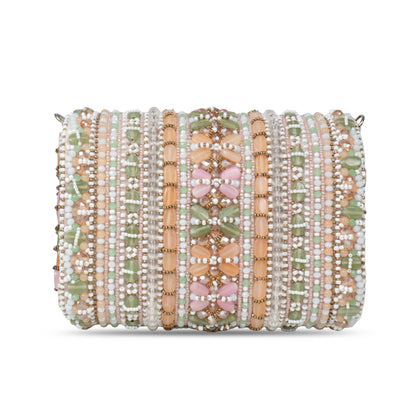 Magnolia Multi Velvet Embellished Women Clutch