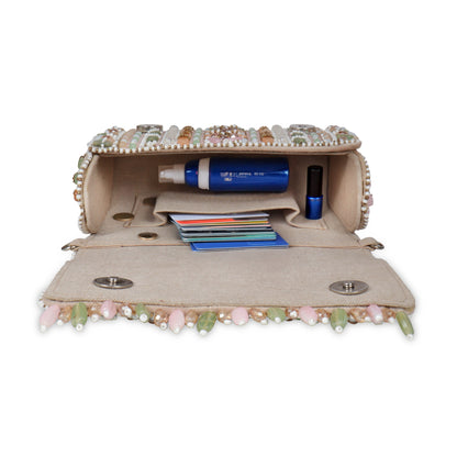 Magnolia Multi Velvet Embellished Women Clutch