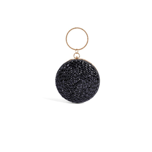 Magnolia Black Jute Embellished Women Clutch