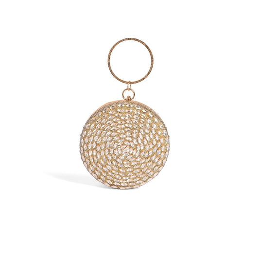Magnolia Gold Jute Embellished Women Clutch