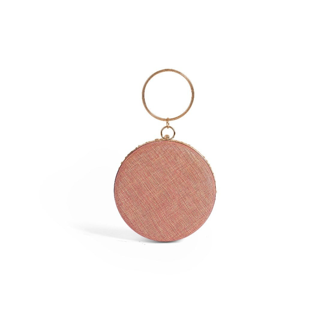 Magnolia Pink Jute Embellished Women Clutch