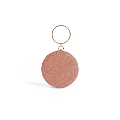 Magnolia Pink Jute Embellished Women Clutch