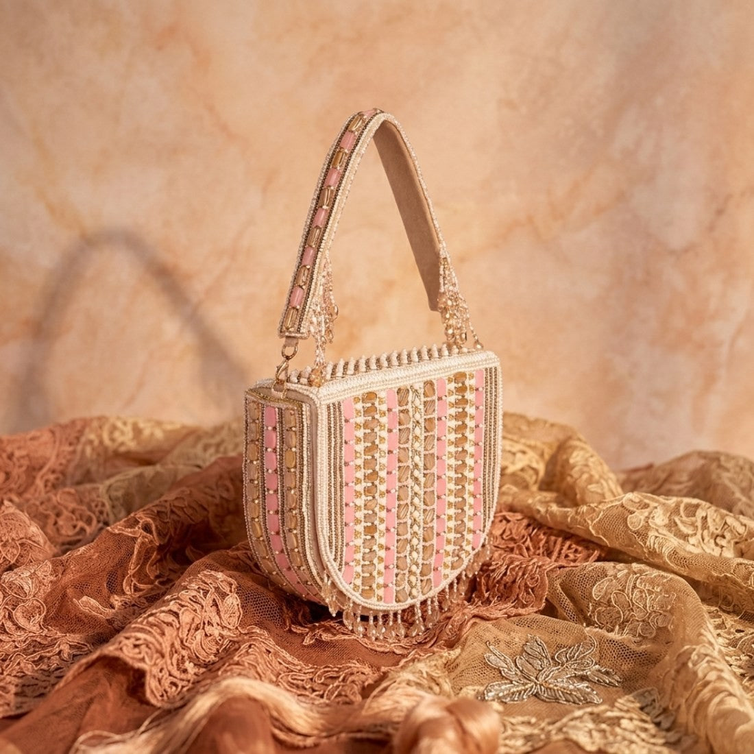 Magnolia Pink  Velvet Gillter Women Clutch