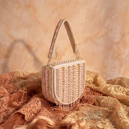 Magnolia Pink  Velvet Gillter Women Clutch