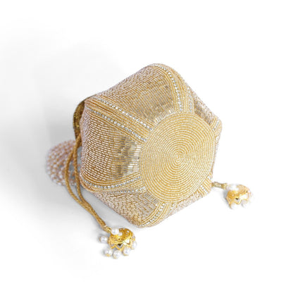 Magnolia Gold Jute Embroidery Women Potli