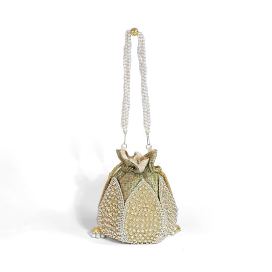 Magnolia Silver Jute Embroidery Women Potli