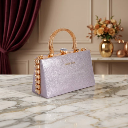 Magnolia Rose Gold Jute Gillter Women Clutch