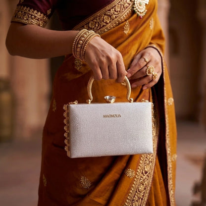 Magnolia Rose Gold Jute Gillter Women Clutch