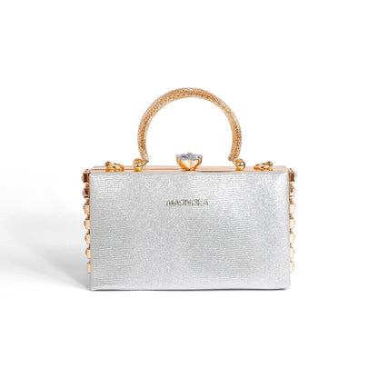 Magnolia Silver Jute Gillter Women Clutch